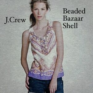 NWT J. Crew Collection Jaipur Paisley Beaded Linen Sleeveless Top